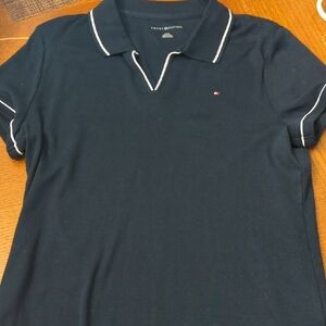 Tommy Hilfiger Dark Blue Polo with White Accents